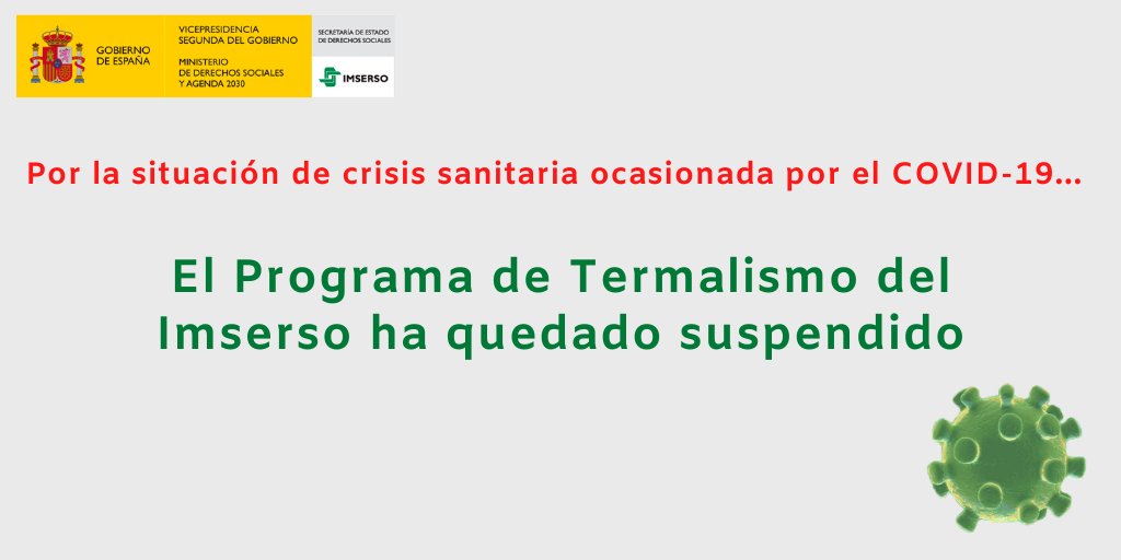 El Imserso suspende también el programa Termalismo Social
