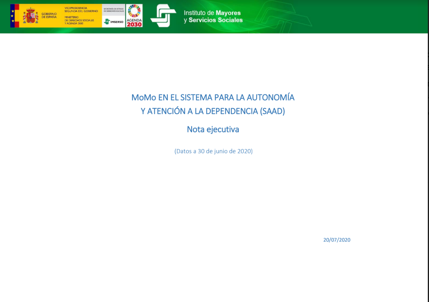 MoMo EN EL SISTEMA PARA LA AUTONOMÍA Y ATENCIÓN A LA DEPENDENCIA (SAAD)