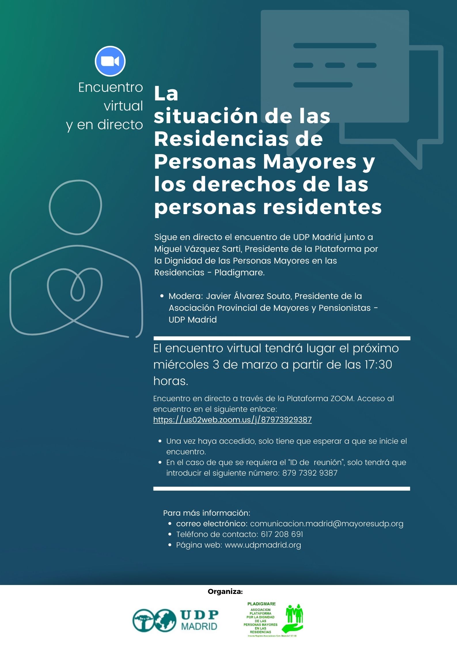 Imagen del cartel Encuentro Virtual UDP Madrid y Pladigmare