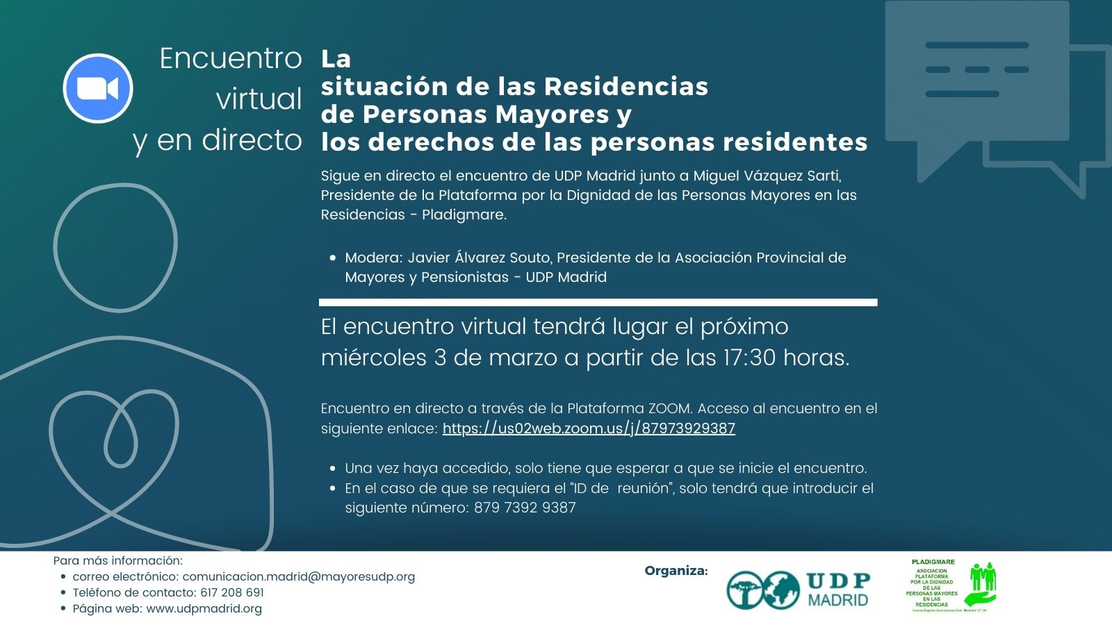 Imagen promocional encuentro virtual udp madrid y Pladigmare