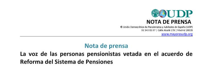 reforma de pensiones: veto a las entidades de personas mayores