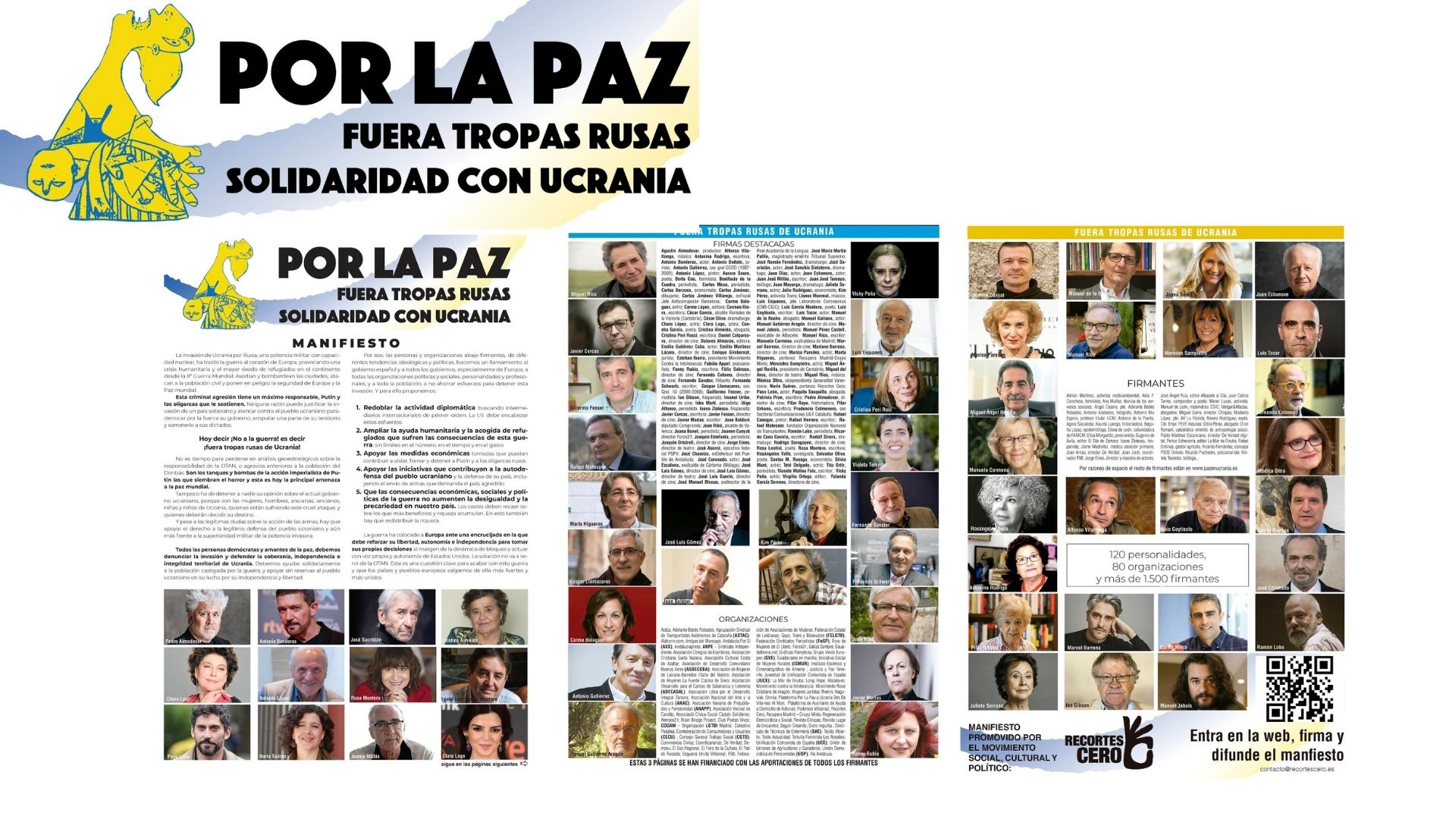 UDP secunda el manifiesto por la paz en Ucrania
